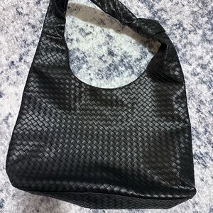 Woven Black Hobo Shoulder Bag